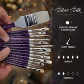 Silver Silk 88® Silver Synthetic Angle Paintbrush | Short Handle | 8806S